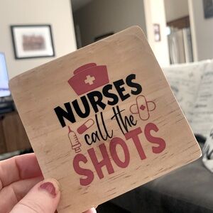Handmade nurse themed wood coaster
